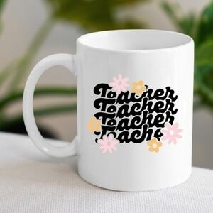 Teacher Flower White Ceramic Coffee Mug